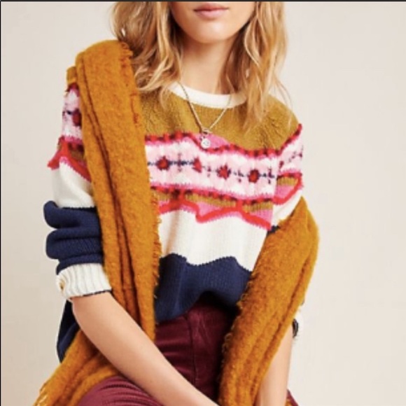 Anthropologie Sweaters - Anthro Field flower Camellia Fair Isle Sweater